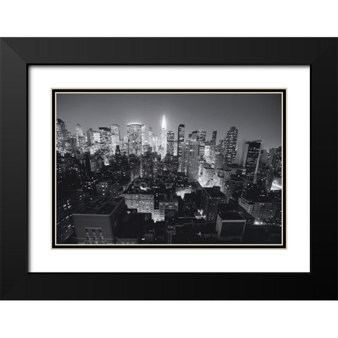 Chrysler Building Manhattan Night, NandB Black Modern Wood Framed Art Print with Double Matting by Setboun, Michel
