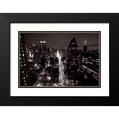 Traffic at night, NandB Black Modern Wood Framed Art Print with Double Matting by Setboun, Michel
