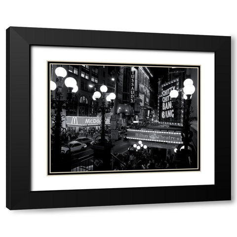 42nd Street Theater District, NandB Black Modern Wood Framed Art Print with Double Matting by Setboun, Michel