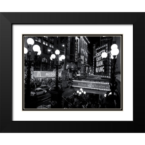 42nd Street Theater District, NandB Black Modern Wood Framed Art Print with Double Matting by Setboun, Michel