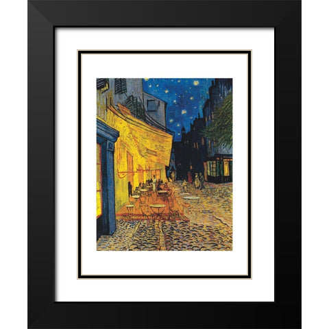 Le cafe, le soir Black Modern Wood Framed Art Print with Double Matting by van Gogh, Vincent