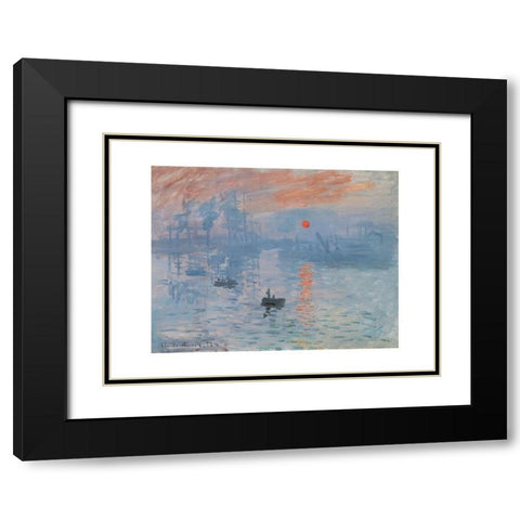Impression, soleil levant Black Modern Wood Framed Art Print with Double Matting by Monet, Claude