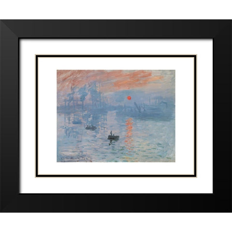 Impression, soleil levant Black Modern Wood Framed Art Print with Double Matting by Monet, Claude
