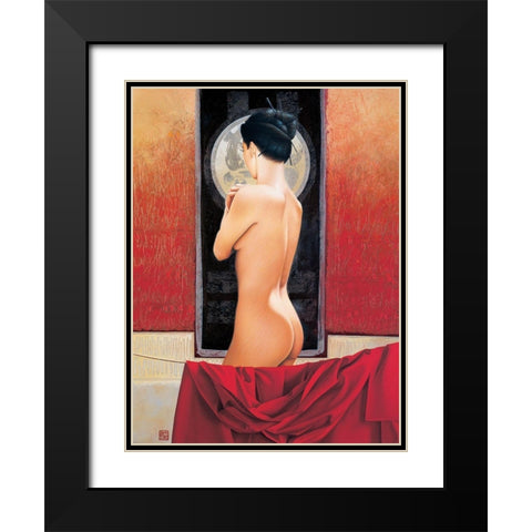 Filament de lune Black Modern Wood Framed Art Print with Double Matting by Graux, David