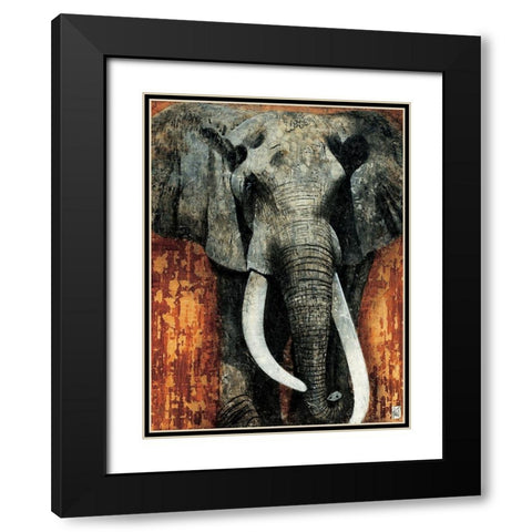 Elephant Black Modern Wood Framed Art Print with Double Matting by Arietti, Fabienne