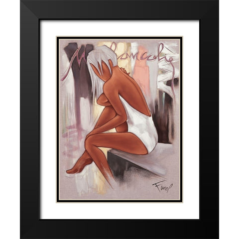 Melancolie Black Modern Wood Framed Art Print with Double Matting by Farel, Pierre