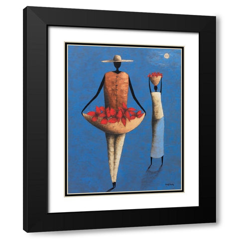 Au retour Black Modern Wood Framed Art Print with Double Matting by Rauscher, Michel