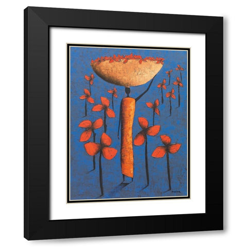 Le champ bleu Black Modern Wood Framed Art Print with Double Matting by Rauscher, Michel