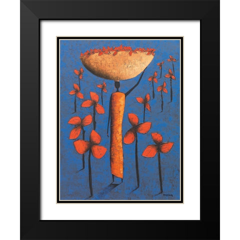 Le champ bleu Black Modern Wood Framed Art Print with Double Matting by Rauscher, Michel