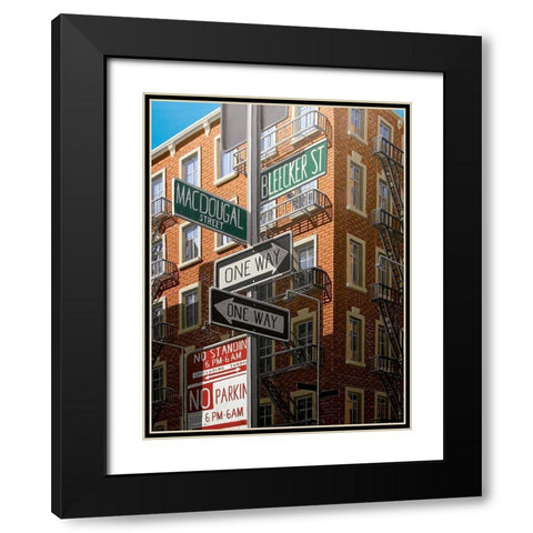 Bleecker Street Black Modern Wood Framed Art Print with Double Matting by Peyret, Eric