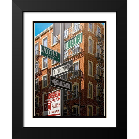 Bleecker Street Black Modern Wood Framed Art Print with Double Matting by Peyret, Eric