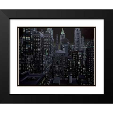 South Manhattan night Black Modern Wood Framed Art Print with Double Matting by Peyret, Eric