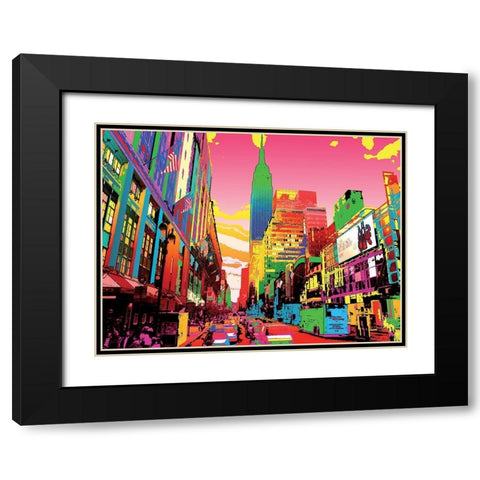 Empire State Building Black Modern Wood Framed Art Print with Double Matting by Potron, Geraldine