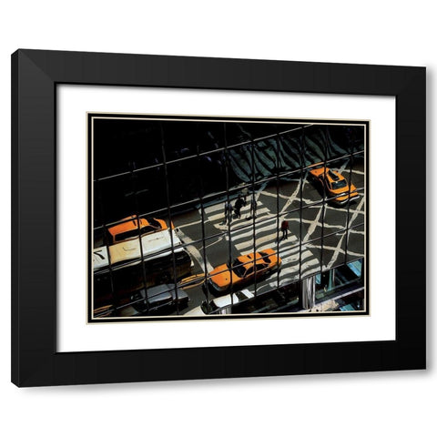 Reflet sur la 42eme rue, Manhattan Black Modern Wood Framed Art Print with Double Matting by Setboun, Michel