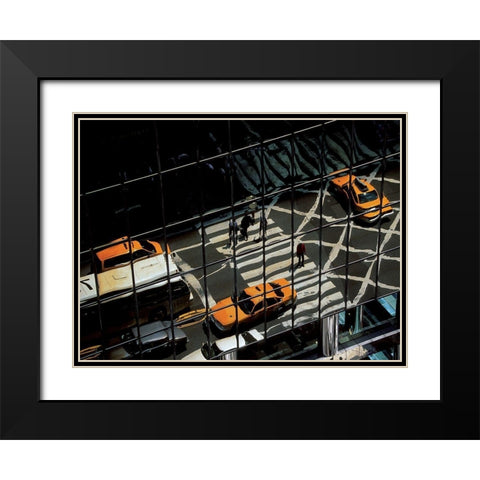 Reflet sur la 42eme rue, Manhattan Black Modern Wood Framed Art Print with Double Matting by Setboun, Michel