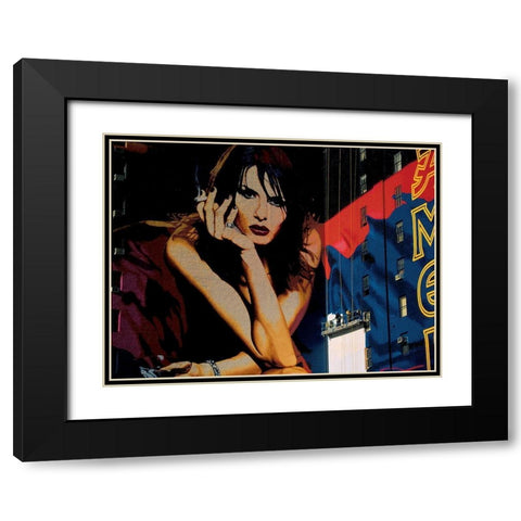 Une publicite, Times Square Black Modern Wood Framed Art Print with Double Matting by Setboun, Michel
