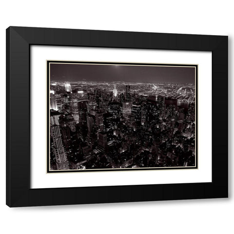 Manhattan Est et le Queens Black Modern Wood Framed Art Print with Double Matting by Setboun, Michel