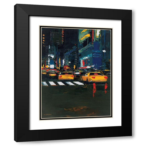 Cabs race Black Modern Wood Framed Art Print with Double Matting by Castan, Daniel