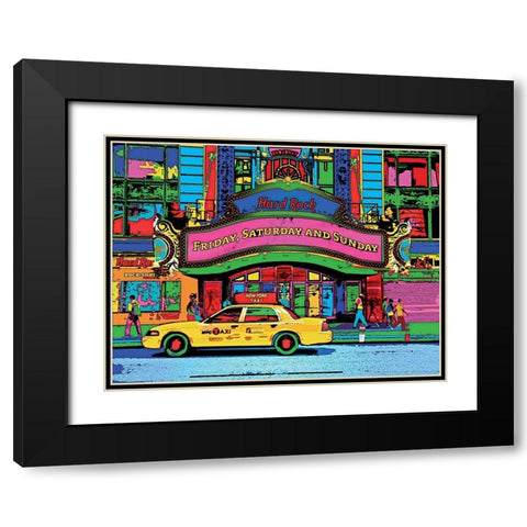 Hard Rock Cafe Broadway Black Modern Wood Framed Art Print with Double Matting by Potron, Geraldine