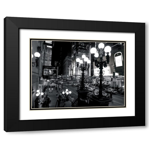 42nd Street at night Black Modern Wood Framed Art Print with Double Matting by Setboun, Michel