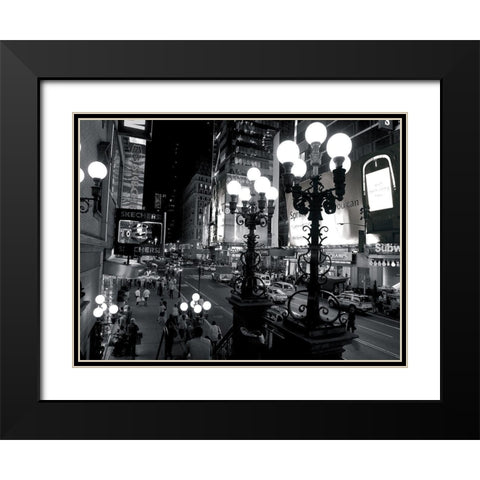 42nd Street at night Black Modern Wood Framed Art Print with Double Matting by Setboun, Michel