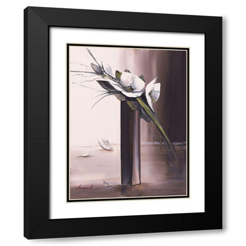 Bouquet blanc II Black Modern Wood Framed Art Print with Double Matting by Tramoni, Oliver