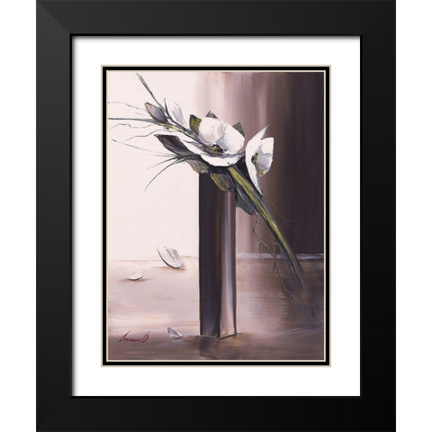 Bouquet blanc II Black Modern Wood Framed Art Print with Double Matting by Tramoni, Oliver