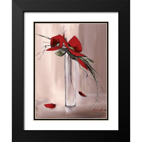 Les fleurs rouges II Black Modern Wood Framed Art Print with Double Matting by Tramoni, Oliver
