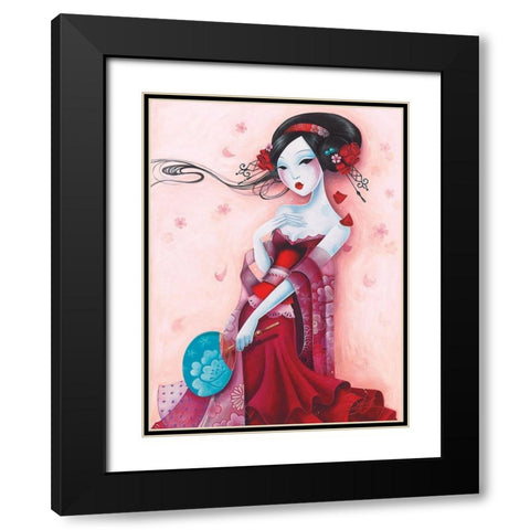 Uchiwa Black Modern Wood Framed Art Print with Double Matting by Sybile