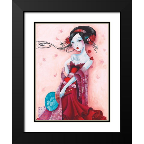 Uchiwa Black Modern Wood Framed Art Print with Double Matting by Sybile