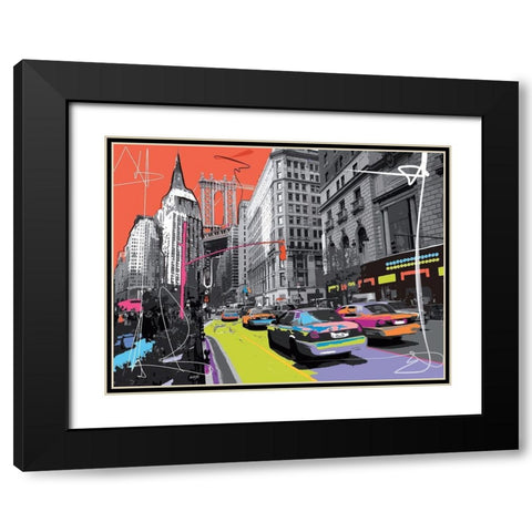New York Empire State Black Modern Wood Framed Art Print with Double Matting by Tandem