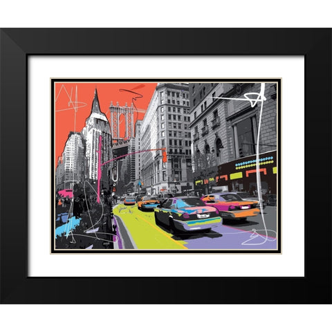 New York Empire State Black Modern Wood Framed Art Print with Double Matting by Tandem