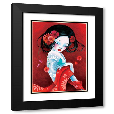 Slinky Black Modern Wood Framed Art Print with Double Matting by Sybile