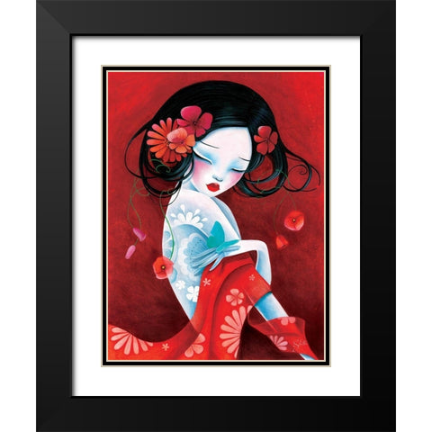 Slinky Black Modern Wood Framed Art Print with Double Matting by Sybile