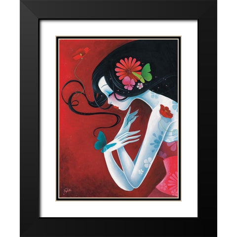 Un cÅ“ur de papillon Black Modern Wood Framed Art Print with Double Matting by Sybile