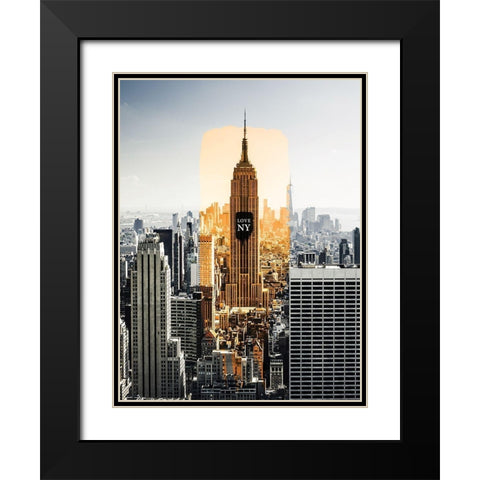 NY trace Black Modern Wood Framed Art Print with Double Matting by Braun Studio