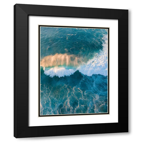 Blue Wave Black Modern Wood Framed Art Print with Double Matting by Braun Studio