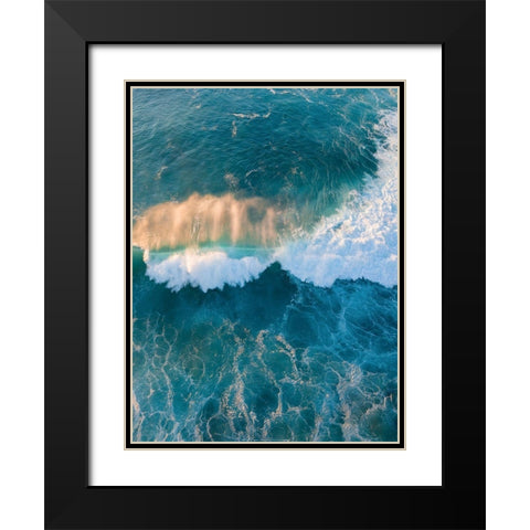 Blue Wave Black Modern Wood Framed Art Print with Double Matting by Braun Studio