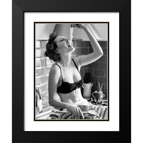 La Pasta Black Modern Wood Framed Art Print with Double Matting by BRAUN Studio
