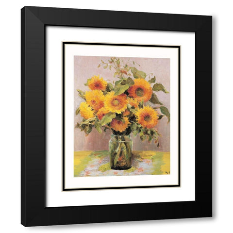 Fleurs de tournesols Black Modern Wood Framed Art Print with Double Matting by DYF