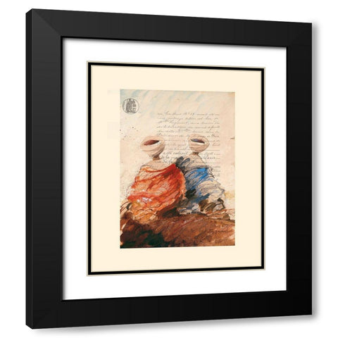 Bedouins assis I (etude) Black Modern Wood Framed Art Print with Double Matting by Letestu, Yann