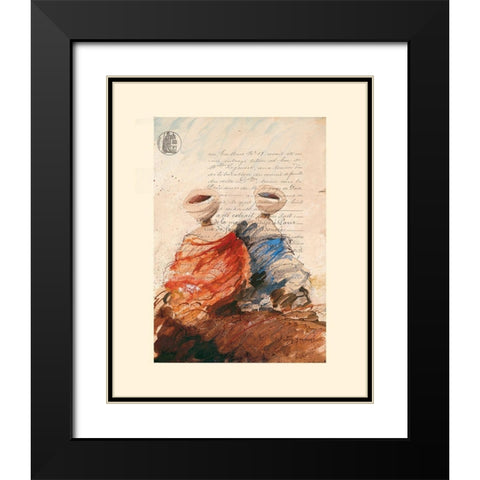 Bedouins assis I (etude) Black Modern Wood Framed Art Print with Double Matting by Letestu, Yann