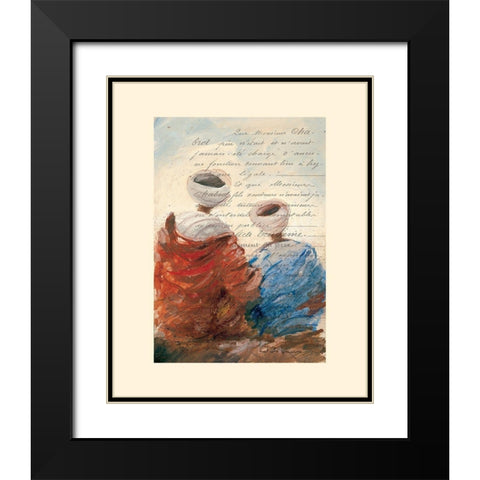 Bedouins assis II (etude) Black Modern Wood Framed Art Print with Double Matting by Letestu, Yann