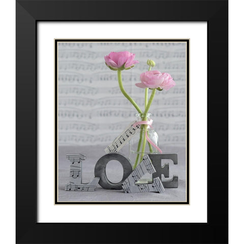 Composition florale - Love Black Modern Wood Framed Art Print with Double Matting by Chatelain, Sonia