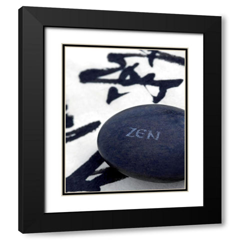 Galet Zen sur Calligraphie Black Modern Wood Framed Art Print with Double Matting by Beyler, Catherine