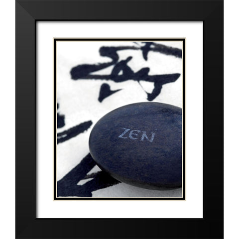 Galet Zen sur Calligraphie Black Modern Wood Framed Art Print with Double Matting by Beyler, Catherine