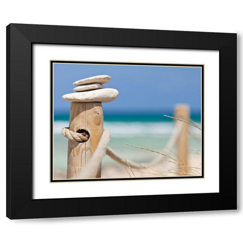 Plage 10 Black Modern Wood Framed Art Print with Double Matting by Braun Studio
