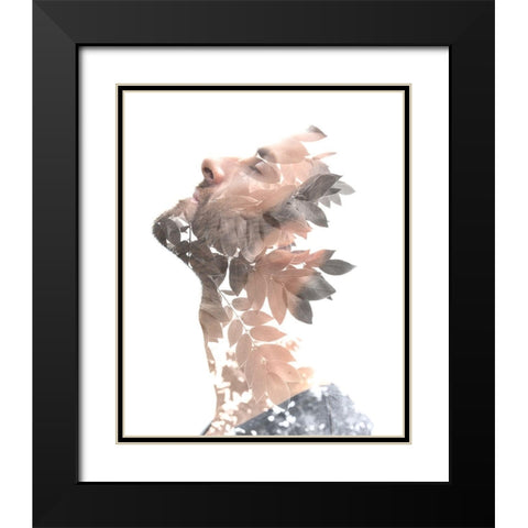 Homme et feuilles Black Modern Wood Framed Art Print with Double Matting by Braun Studio