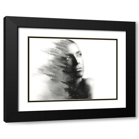 Femme et forÃªt Black Modern Wood Framed Art Print with Double Matting by Braun Studio