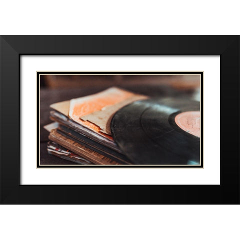 Vinyl Endormi Black Modern Wood Framed Art Print with Double Matting by Braun Studio